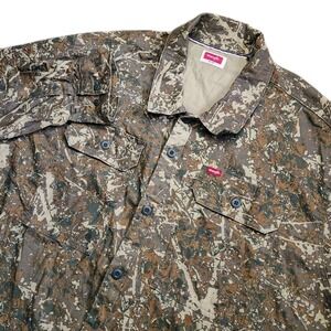 Wrangler Camouflage Jacket Overshirt Outdoor Workwear Shacket Size 3XL Brown